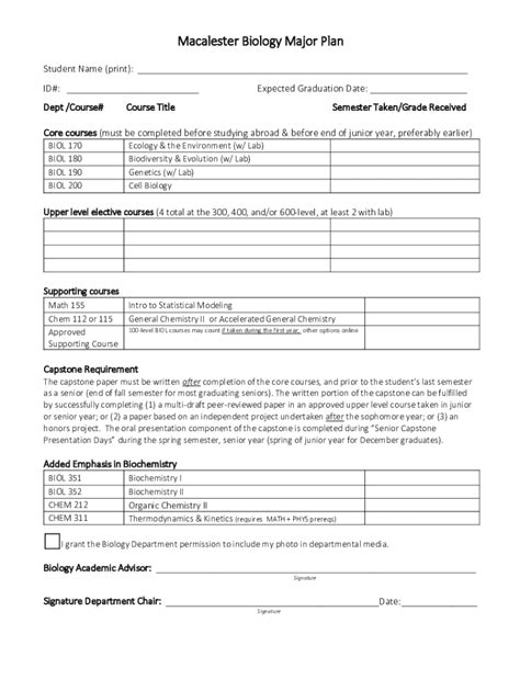 Fillable Online NEW BIO MAJOR PLAN FORM 1-20.docx Fax Email Print ...