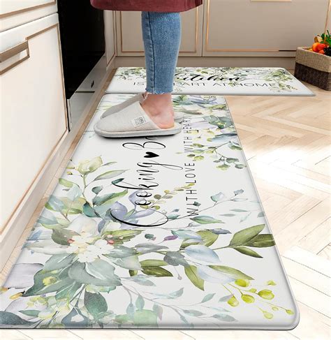 Amazon.com: weesire Green Kitchen Rug Anti Fatigue Mats for Kitchen ...