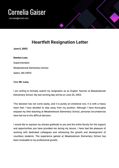 Resignation Letter Family