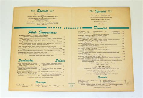 2 Original 1950's HOWARD JOHNSON'S Menus both in Excellent Condition ...