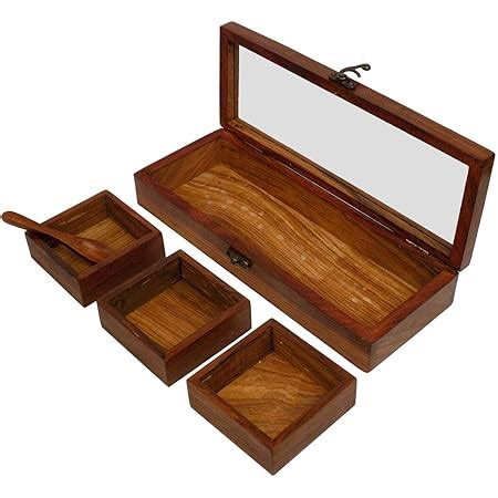 Buy Rizing India Handicraft Wooden Sheesham Masala Box & Container Jar ...
