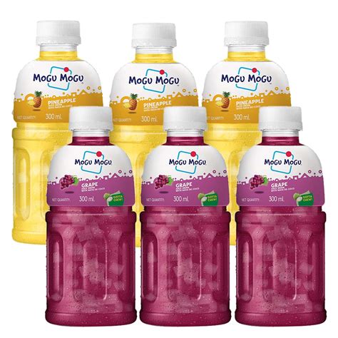 Mogu Mogu Combo Pack Of Pineapple & Grapes With 25% Nata De Coco 300Ml ...