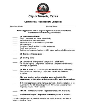 Fillable Online Commercial Plan Review Checklist Fax Email Print ...