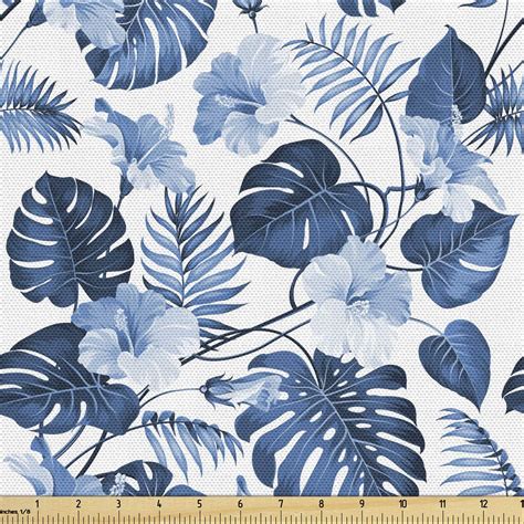 Buy Lunarable Leaf Fabric by The Yard, Palm and Mango Tree Branch and ...