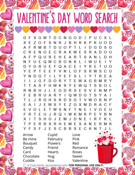 Valentine Word Searches Printable
