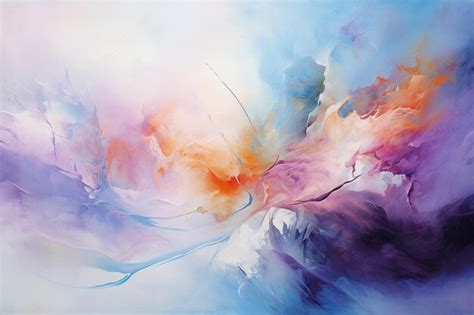 Painting of a colorful abstract painting with a blue and orange swirl ...