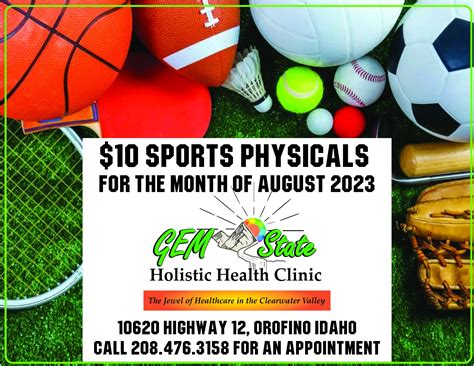 August Sports Physicals Only $10 – Gem State Holistic Health