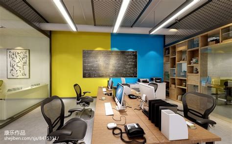 8万元办公空间120平米装修案例_效果图 - 后现代办公室空间 - 设计本
