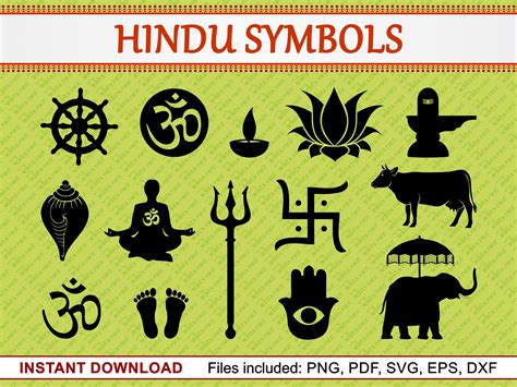 Hindu Symbols Set of 14 Commercial Use Clipart Trishul Om