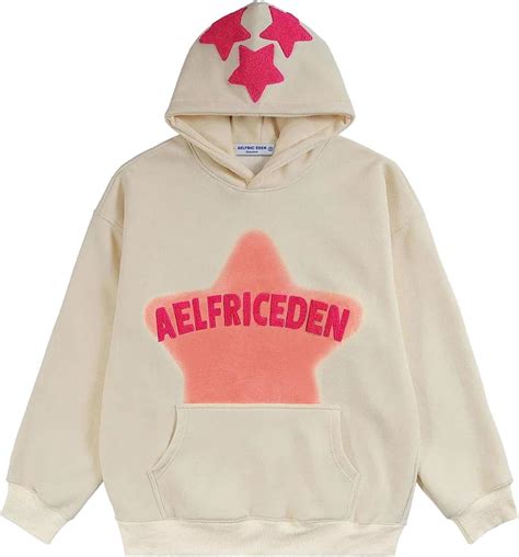 Aelfric Eden Womens Graphic Hoodies Pink Star Print Hoodie Unisex ...