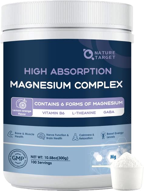 Amazon.com: NATURE TARGET Magnesium Powder Supplement with Glycinate, Citrate, Malate, Magnesium ...