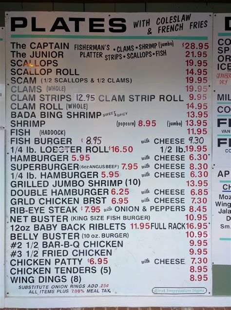 Menu at Howards Drive In restaurant, West Brookfield, 121 E Main St