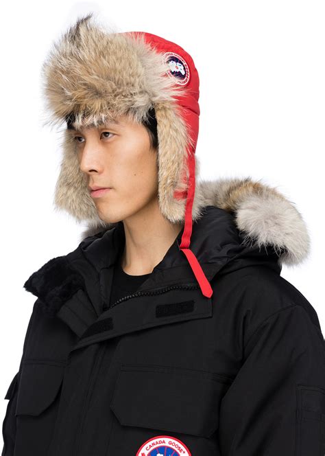 Canada Goose: Red Aviator Hat | On Sale | influenceu Canada