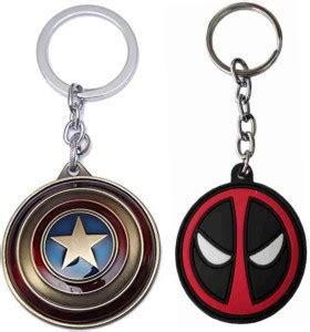 Jainsburys Combo of Captain America Rotating & Deadpool keychain Key ...