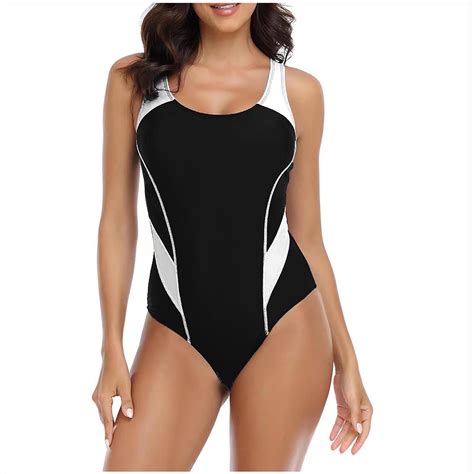 WREESH Womens One Piece Swimsuit Color Block Swim Suits New Fashion ...