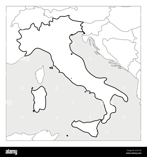 Map of Italy black thick outline highlighted with neighbor countries ...