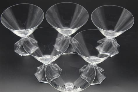 Val St Lambert Art Deco, 1930s Champagne Coupes Glasses, 6pcs