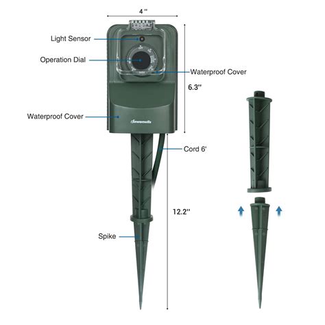 Buy DEWENWILS Outdoor Power Stake Light Sensor Timer, Weatherproof ...