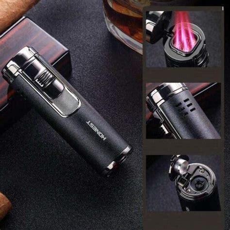 Buy Piioket Windproof Quad 4 Nozzles Jet Flame Lighter Refillable ...