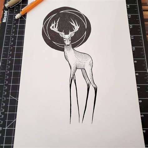 scary deer drawing