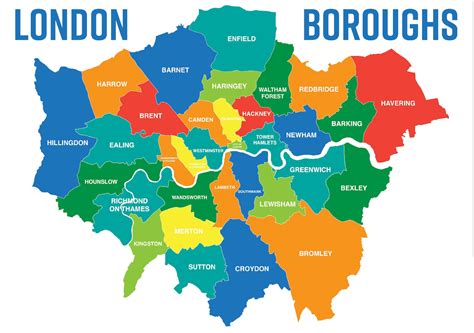 Mapa de distritos y municipios de Londres Impresión en póster de pared educativo de aprendizaje ... - parts of london