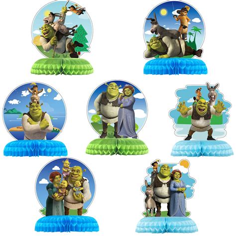 Buy 7Pcs Shrek Party Decorations, Shrek 2 Theme Honeycomb Centerpieces ...