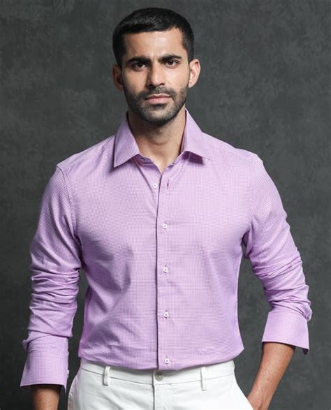 Rare Rabbit Men's Genium Pink Cotton Checked Print Tailored Fit Full S