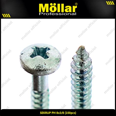 Promo Mollar 93-028 Skrup Ph 8 X 3/8 Baut Sekrup Tapping Screw - 100 ...