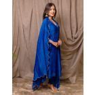 Orange Embroidered Chanderi Silk Suit - Set of 3