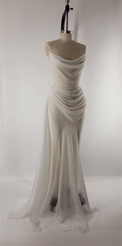 POWDER | Pre-order Handmade Draped off White Chiffon Sheer Mesh Wedding Reception Gown Dress ...