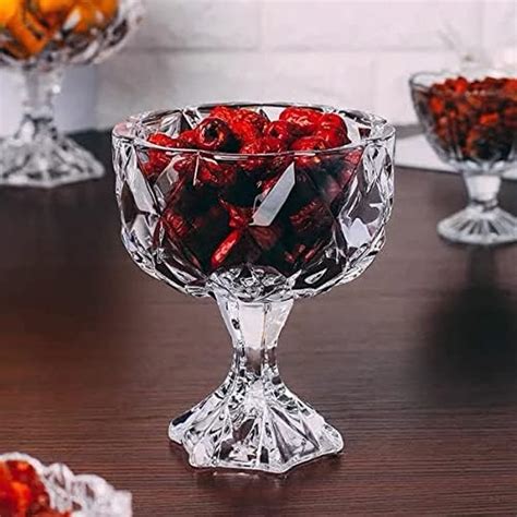 Buy TIENER Transparent Glass Classic Dessert Serving bowl, Ice Cream ...
