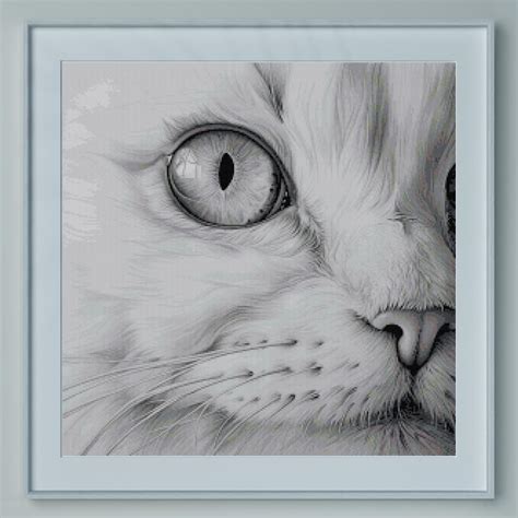 Cross Stitch Pattern Cat, the Cat's Eye, White Cat Counted Cross Stitch ...