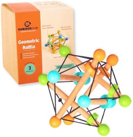 Curious Cub Montessori Geometric Rattle Ball Toy for Babies | Baby Hand ...