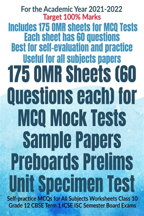 Buy 175 OMR Sheets (60 Questions each) for MCQ Mock Tests Sample Papers ...