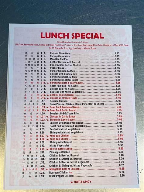 Menu at Chopstick House restaurant, Lackawanna