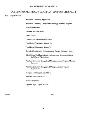 Washburn University Occupational Therapy Assistant Program Application ...