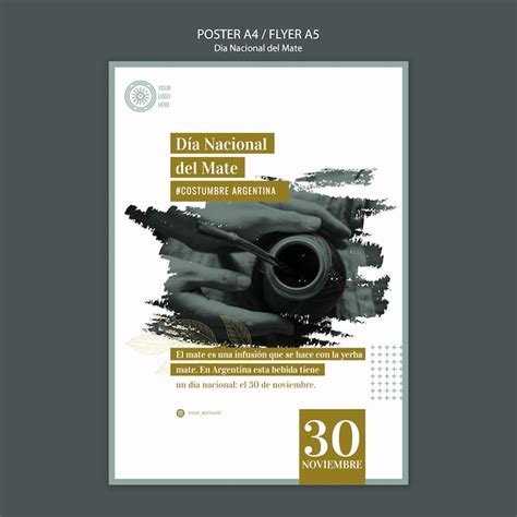 National day of traditional mate drink poster | Free PSD