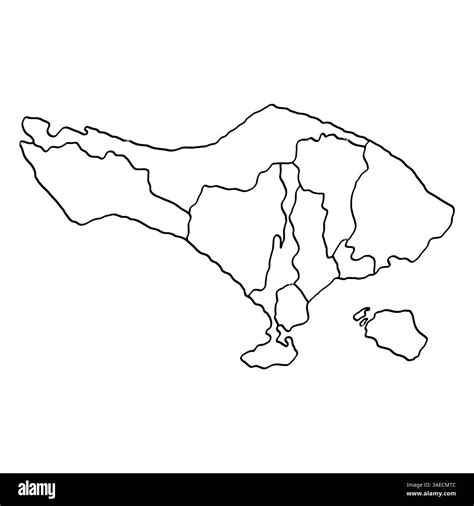 Outline Map of Bali Island with title. Map of Bali Island is isolated on a white background ...