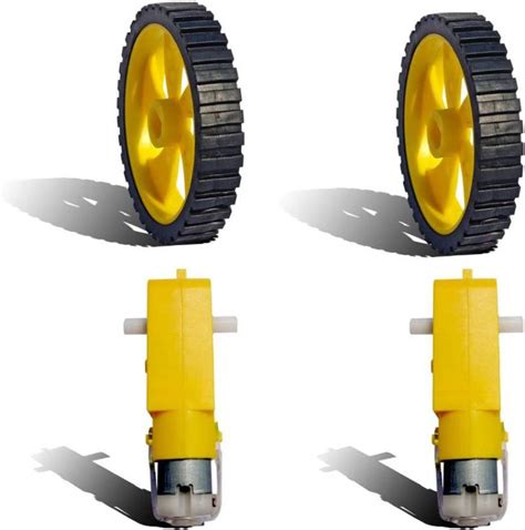 Sonsole Dual Shaft 100-150RPM 3v-12v BO Motor With Wheels, For Smart ...