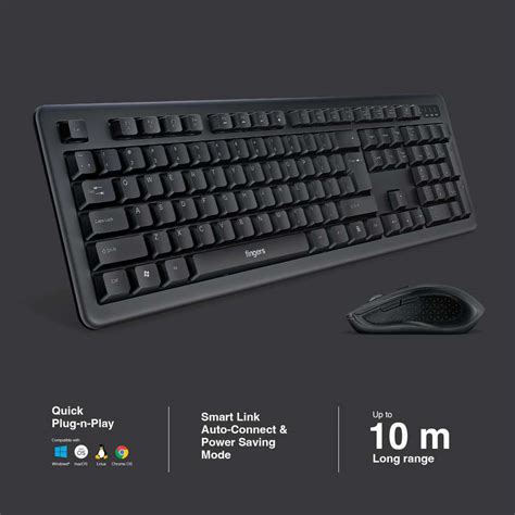 FINGERS Duo-Recharge Combo With Mouse Wireless Standard Desktop ...