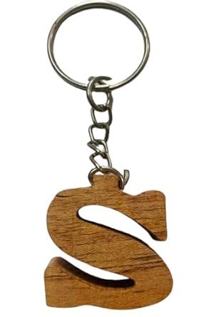 VS Products S Letter Wooden Keychain, Alphabet Keychain, Key Rings ...