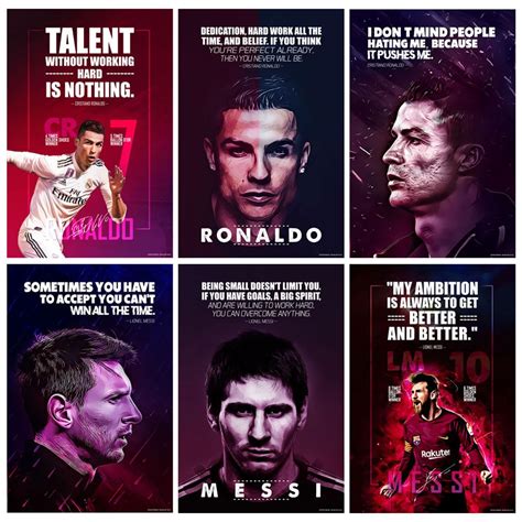 Cristiano Ronaldo and Lionel Messi Motivational Quotes Wall Posters ...