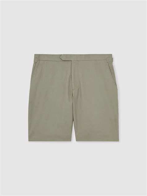 Buy Reiss Pistachio Sketch Cotton-Linen Tailored Shorts from Next India