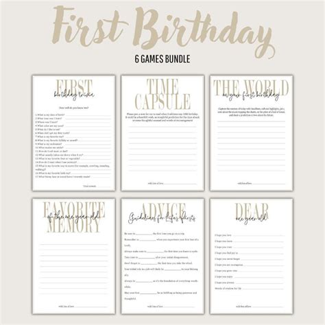 First Birthday Games 1st Birthday Party Games Bundle One Year Old Party ...