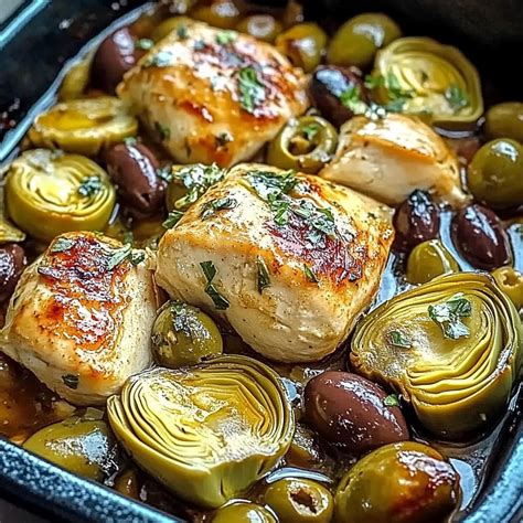 Mediterranean Lemon Chicken with Artichokes & Olive - Cook with Sozan