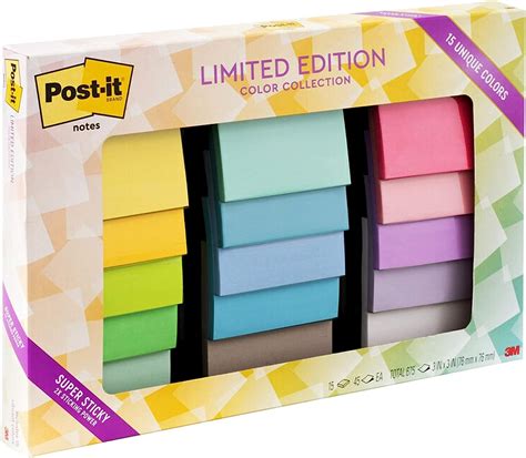 Post-it Super Sticky Notes, Limited Edition Color Collection, 3x3 in ...