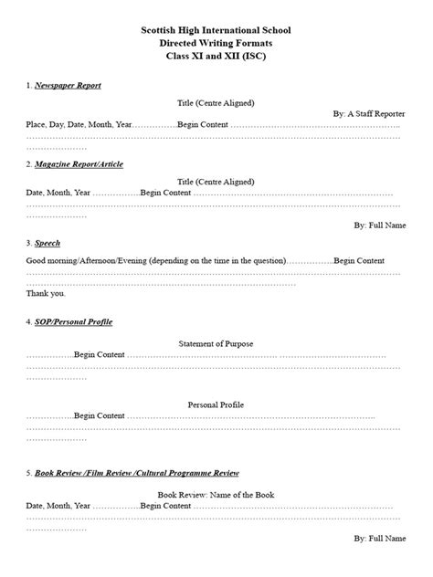 Image result for Directed Writing Format