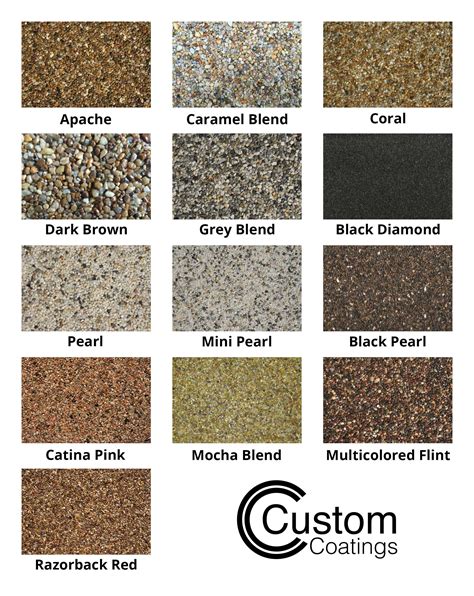 epoxy-pebble-stone-color-chart | Epoxy floor, Pebble stone, Concrete floors