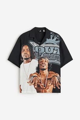 Men’s Black/Outkast Relaxed Fit Printed resort shirt | H&M IN