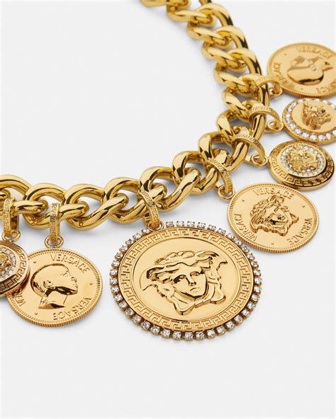 Crystal Medusa Coin Necklace | VERSACE IN